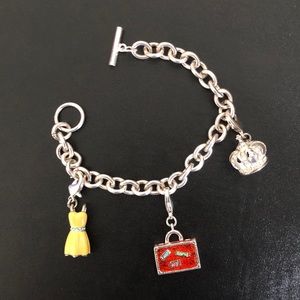 Vintage Nordstrom Collection Set of 3 Charms AND Link Toggle Bracelet, Silver.